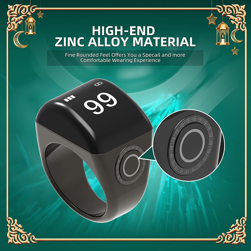 Hot selling Islamic Gift Zikr Ring Muslim Smart Ring With Tasbih Online Azan Clock Sunrise Alarm Clock Healthy Smart Ring
